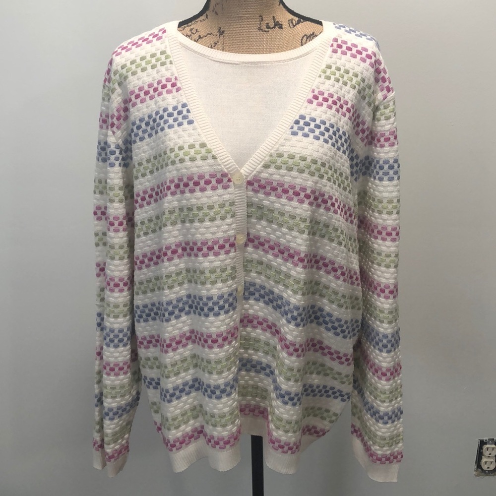 {Alfred Dunner} Button Down Striped Pattern Sweat… - image 2